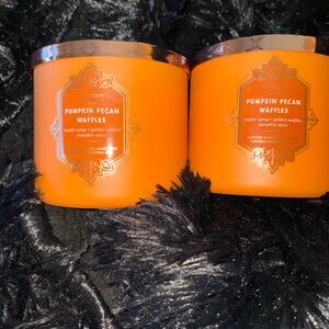 Two Bath and Body Works Pumpkin Pecan Waffles 3 Wick Candles